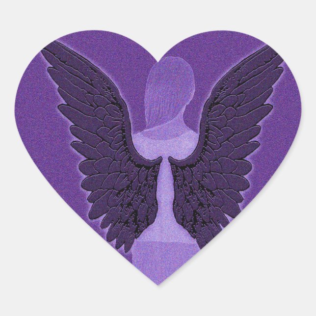 Purple Angel and Heart Heart Sticker (Front)