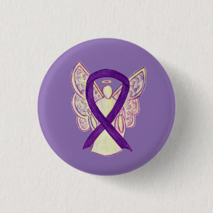 Purple Angel Awareness Ribbon Custom Art Pins
