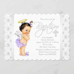 Purple Angel Baptism Invitation