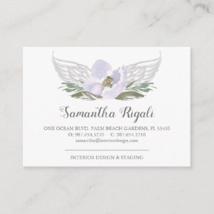 Purple Angel Wings Floral Business Cards