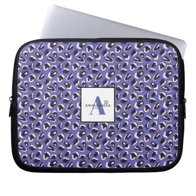 Purple Animal Print Personalised Laptop Sleeve (Front)