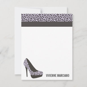 PURPLE ANIMAL PRINT   PERSONALIZED FLAT NOTECARD