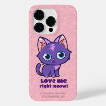 Purple Anime Cat Vector Art Pink