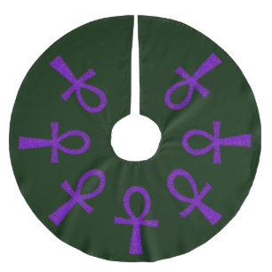 Purple Ankh Brushed Polyester Tree Skirt