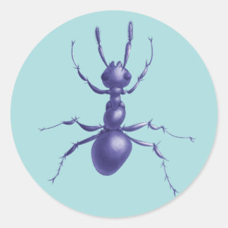 Purple Ant Bug Insect Digital Art Classic Round Sticker