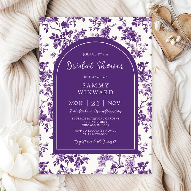 Purple Antique Chinoiserie Bridal Shower Invitation (Creator Uploaded)