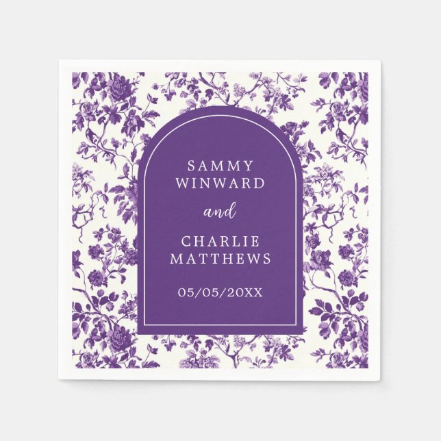 Purple Antique Chinoiserie Wedding Napkin (Front)