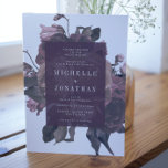 Purple Antique Roses Vintage Wedding Invitation<br><div class="desc">Vintage Bohemian boho Wedding themed. Antique purple roses and dark background. Beautiful dark deep purple colours.</div>