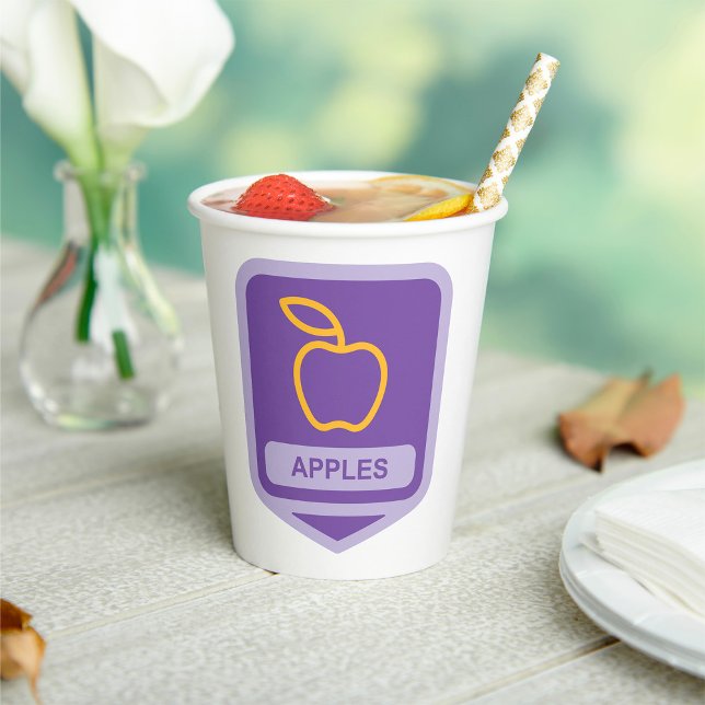 Purple Apple Badge Design Fruit Lover  Paper Cups (Creator Uploaded)