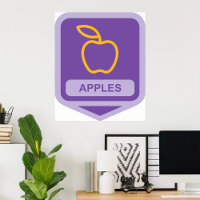 Purple Apple Badge Design Fruit Lover 