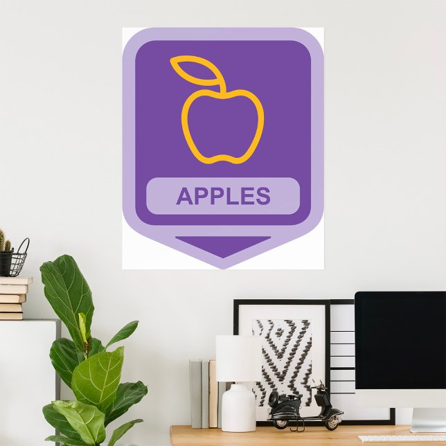 Purple Apple Badge Design Fruit Lover  Poster (Creator Uploaded)