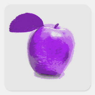 Purple Apple Fruit Painting Art - Stickers
