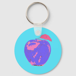 Purple Apple Pop Art Key Ring