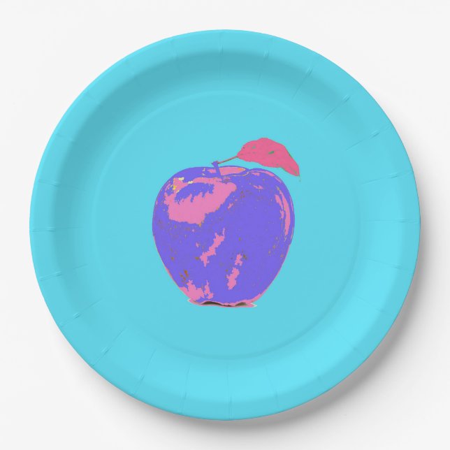 Purple Apple Pop Art Paper Plate (Front)
