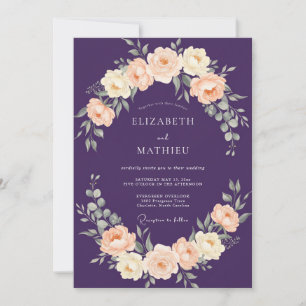 Purple Apricot Blossom Wedding Invitation