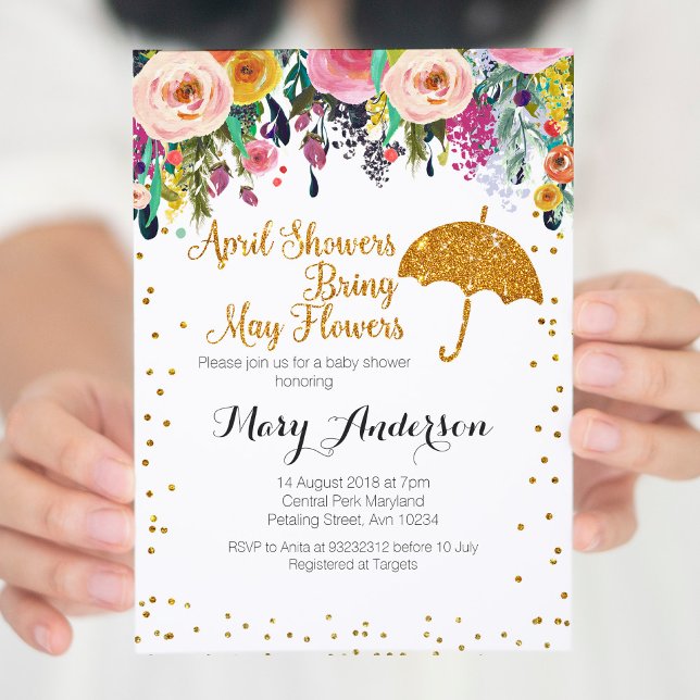 Purple April Showers Baby Shower Invitation (Creator Uploaded)