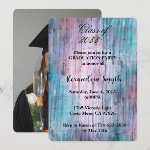 Purple Aqua Abstract Graduation Your Photo Invitation
