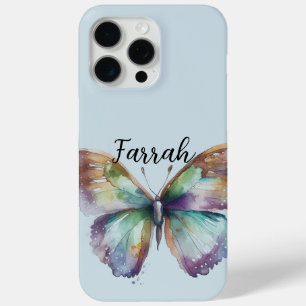 Purple Aqua Blue Gold Mint Butterflies iPhone 15 Pro Max Case