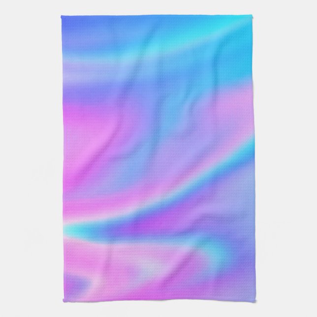 PURPLE & AQUA BLUE KITCHEN TOWEL! TEA TOWEL (Vertical)