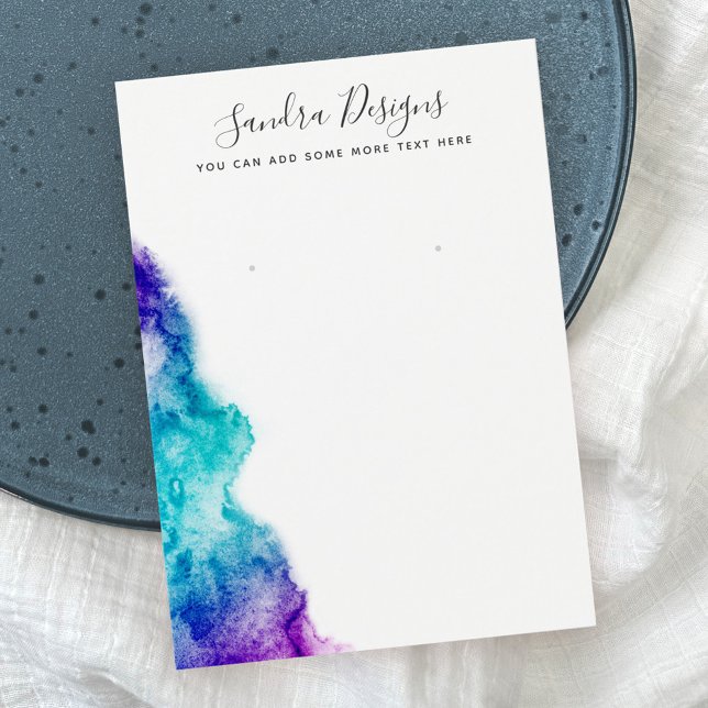 Purple aqua blue watercolor earring display card (Creator Uploaded)