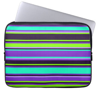 Purple, Aqua, & Chartreuse Striped Electronics Bag