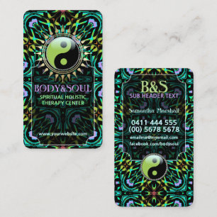 Purple Aqua Green Yin Yang Business Cards
