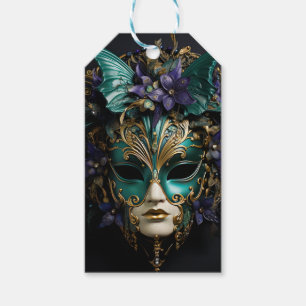 Purple Aqua Masquerade Masks Mardi Gras Drama Gift Tags