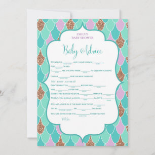 Purple Aqua Mermaid Baby Shower Game Invitation