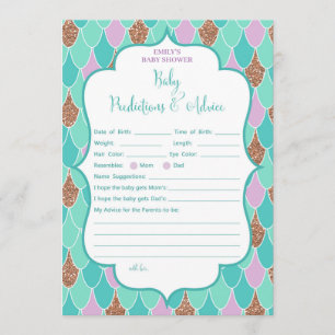 Purple Aqua Mermaid Baby Shower Game Invitation