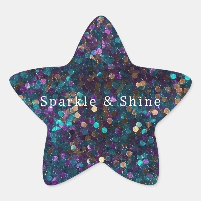 Purple Aqua Mermaid Sparkle Star Sticker (Front)
