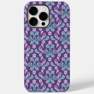 PURPLE & AQUA PAISLEY PATTERNS iPhone 14 PRO MAX CASE