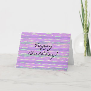 Purple Aqua Striped Art Birthday Card