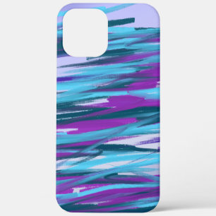 Purple, Aqua, Teal & Green Painted Abstract Art  iPhone 12 Pro Max Case
