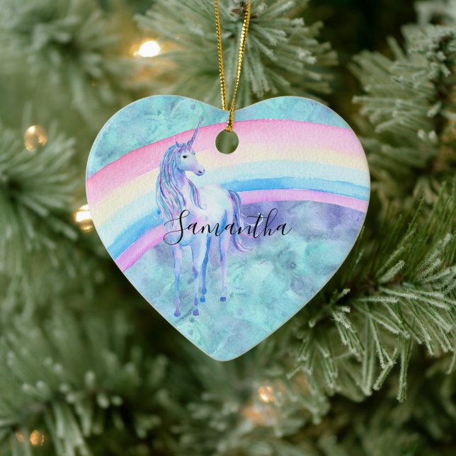 Purple Aqua Unicorn Dream rainbow Ceramic Tree Decoration (Tree)
