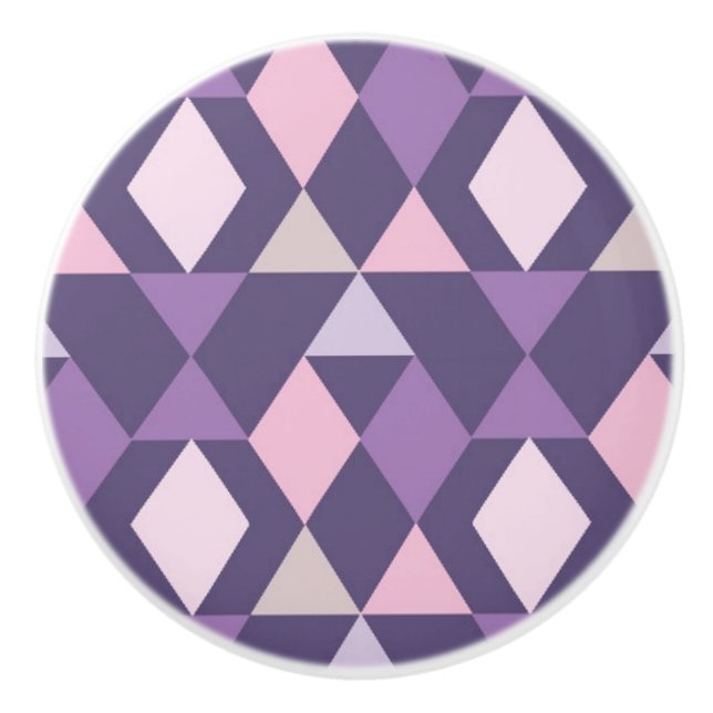 Purple Arabic Geometric Pattern Ceramic Knob (Front)