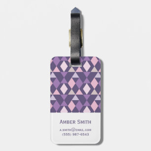 Purple Arabic Geometric Pattern Luggage Tag