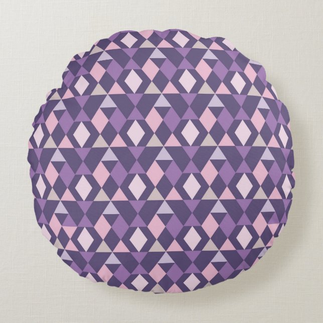 Purple Arabic Geometric Pattern Round Cushion (Front)