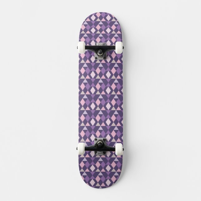 Purple Arabic Geometric Pattern Skateboard (Front)