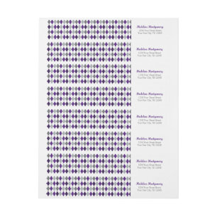 Purple Argyle Frogs Wrap Around Label