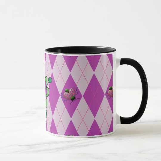 Purple Argyle Ladybug Mug