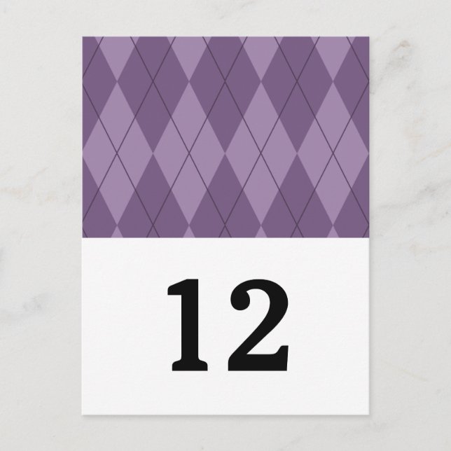 Purple Argyle Table Number Postcard (Front)