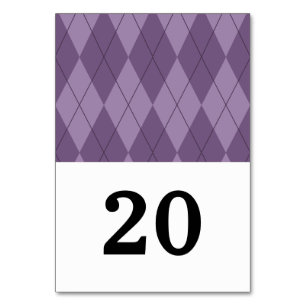 Purple Argyle Wedding Table Card