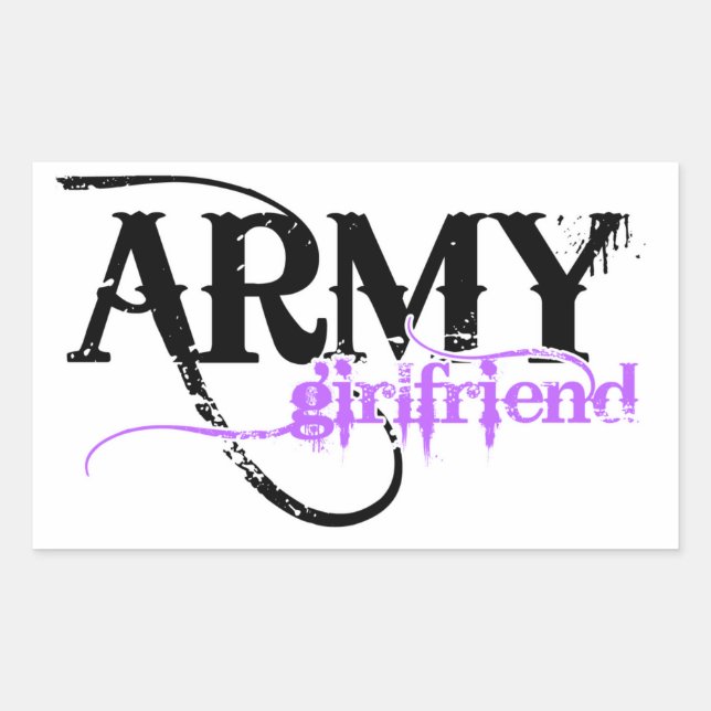 Purple Army Girlfriend Rectangular Sticker (Front)