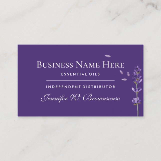 Purple Aromatheraphy essential oils Lavender Business Card (Front)