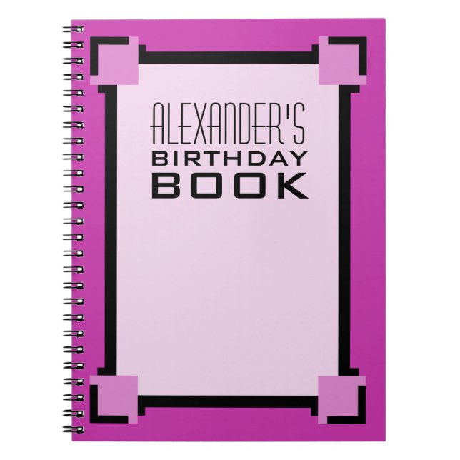 Purple Art Deco Birthday Book (Front)