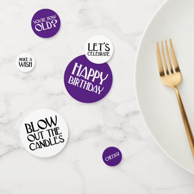 Purple Art Deco Birthday Phrases Confetti (Group)