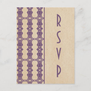 Purple Art Deco Border RSVP Postcard