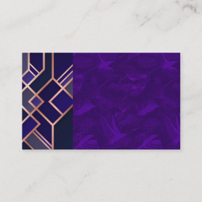 Purple Art Deco China Silk Business Card (Front)