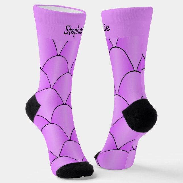 Purple Art Deco Design Socks (Angled)