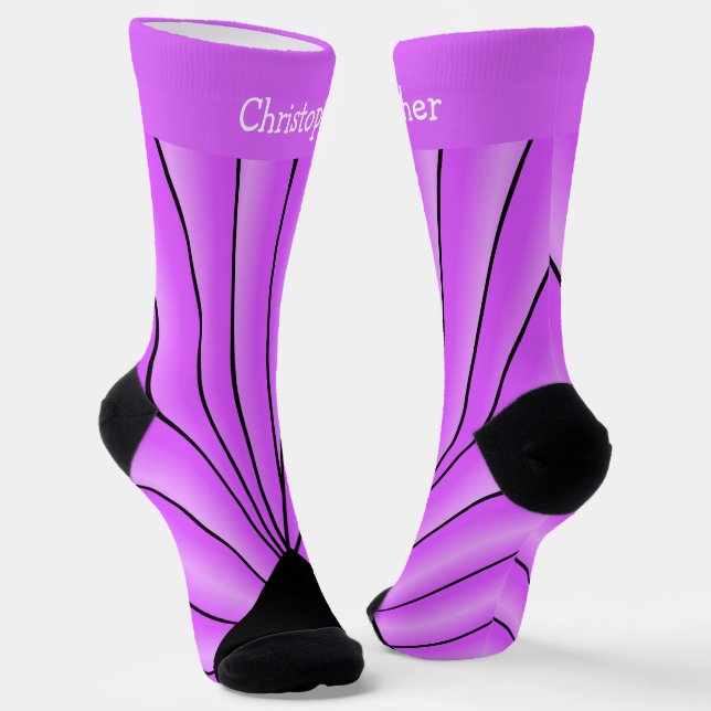 Purple Art Deco Design Socks (Angled)